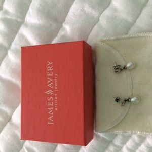 James Avery Teardrop Earposts with Cultured Pearl